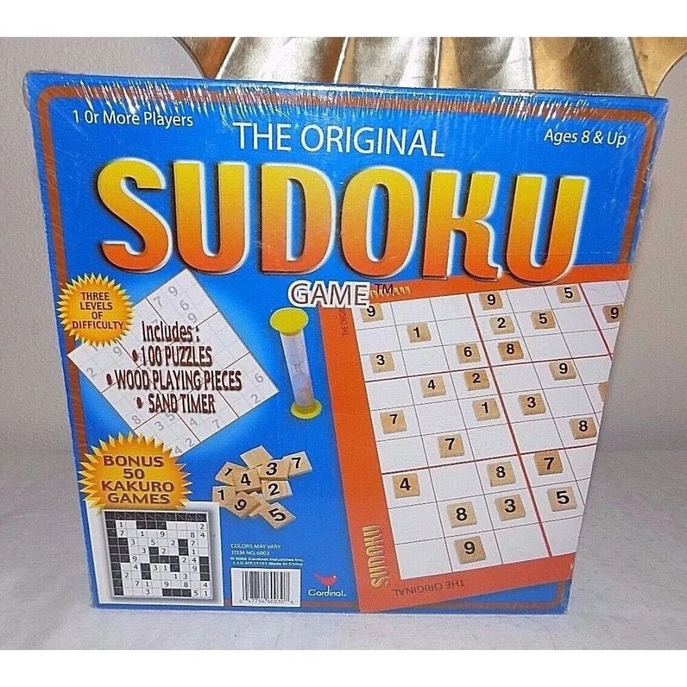 Wooden Sudoku Game Board with Tiles Puzzle Strategy & Kakuro Cardinal Industries
